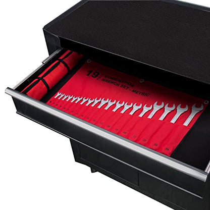 19-Piece Complete Metric Combination Wrench Set in Roll-up Pouch, No Skipped Metric Sizes 6mm - 24mm | Best Value Wrench Set, Ideal for General Household, Garage, Workshop, Auto Repairs, Emergency - size: 19-Piece Metric Set