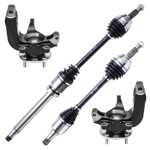 Detroit Axle - Front 4pc Steering Knuckles CV Axles for 06-11 Ford Focus, 2 CV Axles 2 Steering Knuckles & Wheel Bearing Hubs 2006 2007 2008 2009 2010 2011 [Auto Trans.] Replacement - size: 4UX47689/Kit