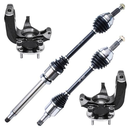 Detroit Axle - Front 4pc Steering Knuckles CV Axles for 06-11 Ford Focus, 2 CV Axles 2 Steering Knuckles & Wheel Bearing Hubs 2006 2007 2008 2009 2010 2011 [Auto Trans.] Replacement - size: 4UX47689/Kit
