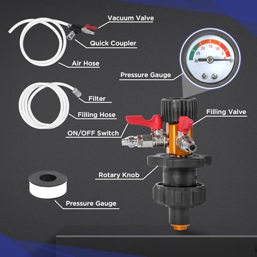 MR CARTOOL Coolant System Refill Kit, Automotive Vacuum Fill Coolant Tool Set with Pressure Gauge, 5 Adapters and Air Connectors, Antifreeze Change Tool for Testing Radiator and Heating Core Pipes