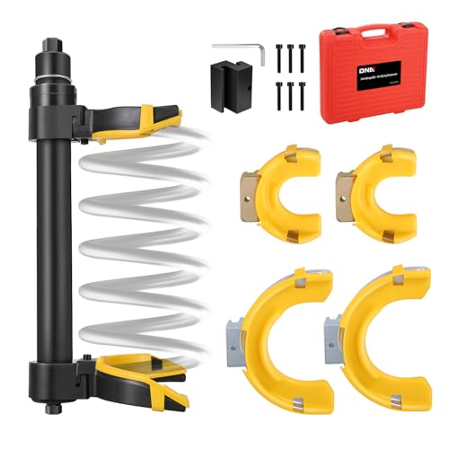 DNA Motoring Interchangeable Universal Strut Spring Compressor Kit, Fork Strut Coil Extractor Tool Set with Safety Guard and Storage Box, TOOLS-00784