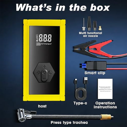 Portable Car Battery Jump Starter with Air Compressor, 8000A Jump Pack for 9.0L Gas/8.0L Diesel, 150PSI Tire Inflator Air Pump, 12V Jump Box Power Pack Booster with LED Light for Emergency - size: Enhanced Version