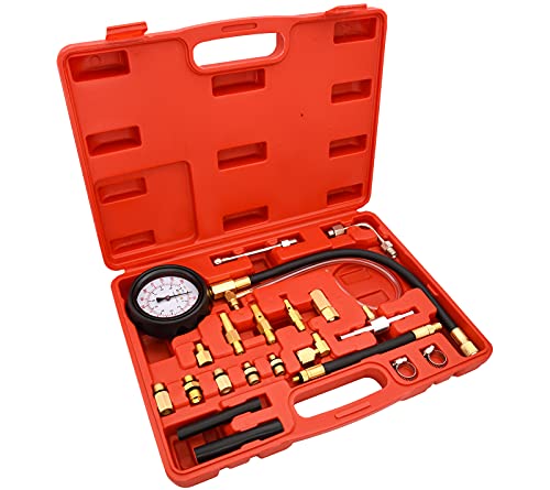 Lucky Seven 0-140PSI Universal Fuel Pressure Tester Kit, Professional Automotive Diagnostic Tool for Car/Truck/Motorcycle, Fuel Injector Pump & Oil System Tester (Gasoline Engine