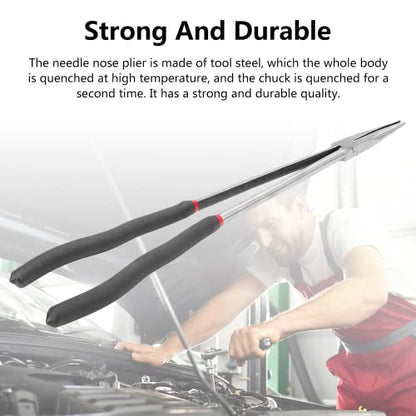 Watris Veiyi Straight Long Needle Nose Pliers for Access in Tight Spaces | 16in Long Reach Nose Pliers, Nipper Bent Nose Duckbill Pliers