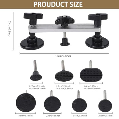 Paintless Dent Repair Kit Professional Auto Body Puller Tool - 8 Pack | Double pole bridge dent puller with 7 tabs for small dents on auto body, fridge door, and washer - size: Dent Puller Kit-8 Pack