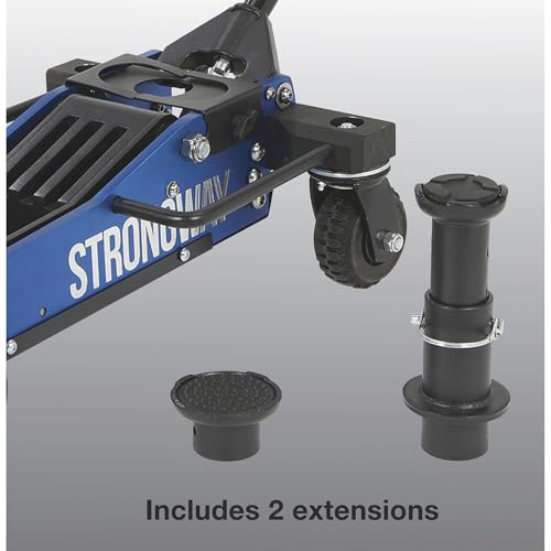 Strongway Professional Aluminum Off-Road Jack, 3 Ton 6000 Lb Capacity, 29 in. Lift Height, Steel Skid Plate, Quick-Change Saddle, 360 Degree Swivel Casters, for Trucks, SUVs, ATVs and UTVs