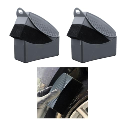 Augeny 2PCS Tire Dressing Applicator, Reusable Car Tire Shine Sponge Pad With Lid, Durable Foam Auto Wheel Detailing for Vehicle Waxing Polishing Cleaning (Gray) - color: Gray