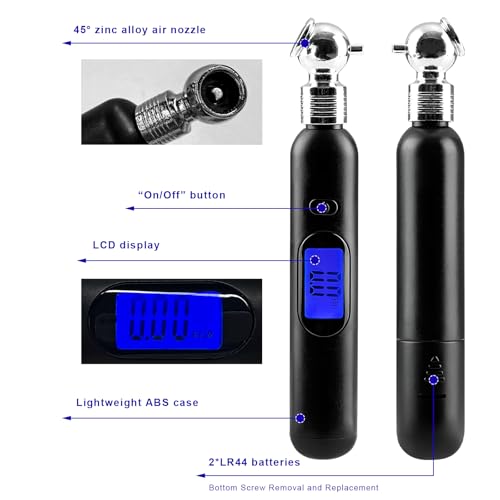 Digital Tire Pressure Gauge, 5-100PSI 4 Settings Pencil Tire Gauge with Backlit LCD Display, Accurate Air Pressure Gauges for Cars Trucks Motorcycles Bicycles, Car Accessories