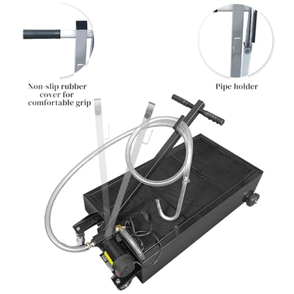 20 Gallon Low-Profile Oil Drain Pan with Electric Pump, Black | Low-profile oil drain pan includes an electric pump, T-handle and J-hook for easier oil changes on cars and trucks. - color: Black, size: 20 Gallon
