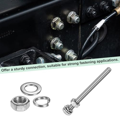 M METERXITY 4-Pack Hex Head Screw Bolt with Nuts Flat & Lock Washers M6x70mm Stainless Steel Bolts and Nuts Kit Fully Threaded Metric Bolt Assortment for Equipment/Machinery - size: M6 x 70mm