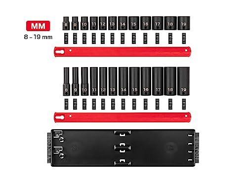 TEKTON 3/8 Inch Impact Socket Set, 24-Piece | SID91209 - size: 24-Piece (5/16-3/4 in.), style: Shallow and Deep