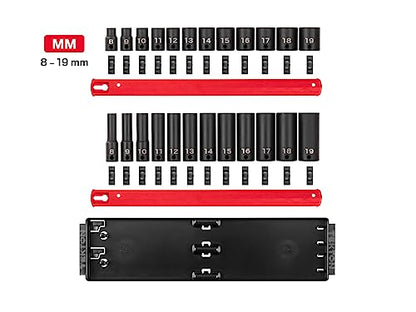 TEKTON 3/8 Inch Impact Socket Set, 24-Piece | SID91209 - size: 24-Piece (5/16-3/4 in.), style: Shallow and Deep