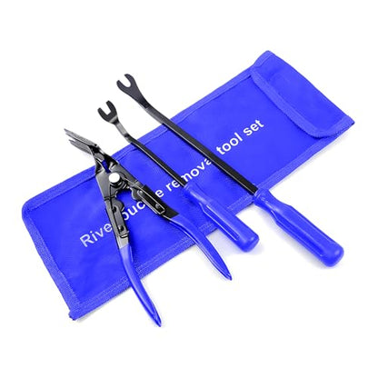 3 PCS Car Clip Removal Tool, Auto Trim Rivet Pry Tools Dashboard Fastener Remover Set with Storage Bag, Upholstery Repair Kit Door Panel Clip Pliers for Sedan Truck SUV (Blue) - color: Blue