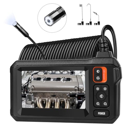 Endoscope Camera – 1920P Borescope with 65.6FT Cable & 4.3" Screen | 7.9mm IP67 Waterproof Probe, 8 LED Lights, Semi-Rigid Cable, Ideal for Sewer & Auto Inspection, Tools & Accessories - size: 65.6FT, style: Single Lens