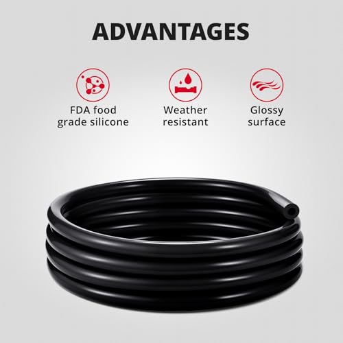 EVIL ENERGY 1/8 5/32 3/16 1/4 5/16 3/8 Silicone Vacuum Tubing Hose Line Kit 5FT 130PSI Max Pressure Black (3mm 4mm 5mm 6mm 8mm 10mm) - size: 5FT