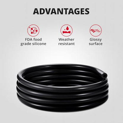 EVIL ENERGY 1/8 5/32 3/16 1/4 5/16 3/8 Silicone Vacuum Tubing Hose Line Kit 5FT 130PSI Max Pressure Black (3mm 4mm 5mm 6mm 8mm 10mm) - size: 5FT