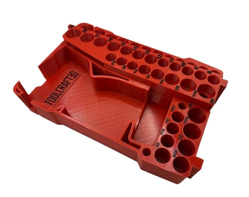 ToolCraft3d Design 3d Printed Insert Designed for Milwaukee Packout Organizer and Gen2 M12 Stubby 3/8" Impact (Insert Only) (Red) - color: Red