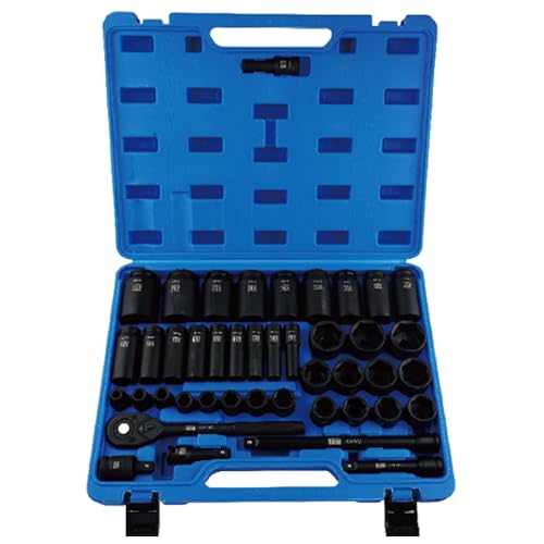 1/2" Drive Impact Socket Set,6-Point Socket Set, Cr-Mo Material High Durability Jumbo Deep Socket Set with Storage Case. (1/2" 43PCS SAE Cr-Mo) - style: 1/2" 43PCS SAE Cr-Mo