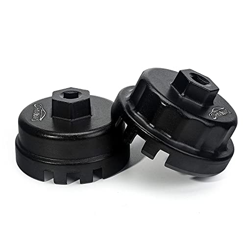 3mirrors 2Pcs Oil Filter Wrench Set, Aluminum Oil Filter Cap Removal Tool Compatible with ALL Toyota Lexus Scion RAV4 Camry Tundra Highlander with 64mm Cartridge Style Oil Filter System