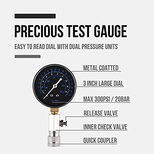 Lichamp 11pcs Compression Tester Adapter Kit, Automotive Engine Cylinder Leak Down Compression Test Motor Pressure Gauge, Include Engine Cylinder Stethoscope