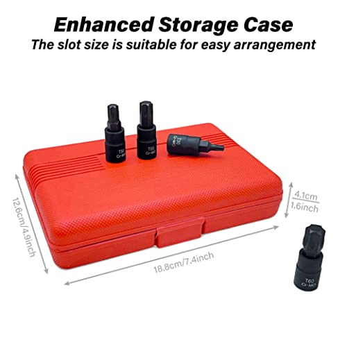 Torx Bit Socket Set, Premium Cr-Mo Steel | 10-Piece Star T20 - T60 Set | 3/8-Inch Drive | Enhanced Storage Case… - size: Torx Bit