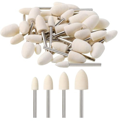 40Pcs Polishing Bits 1/8 Inch Shank Wool Polishing Points Cone Shape Wool Buffing for Dremel Rotary Tool (6mm/8mm/10mm/12mm)