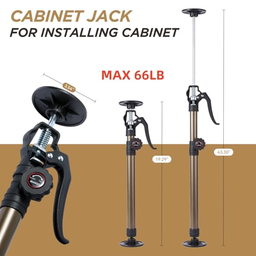 MANQO Cabinet Jack for Installing Cabinet，Adjustable Support Pole，3rd Hand Support System，Extend from 19.29 inch to 43.30 inch,Supports up to 132lbs for Drywall 2Pcs Set (Patent Design) - size: 19.29"-43.30" 2pc