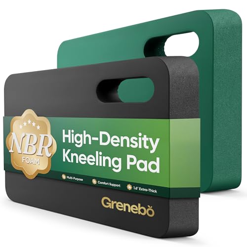 Grenebo 2-Pack Kneeling Pads, Extra Thick, 17.3 x 11 x 1.6 in, Black Green | Soft NBR Foam Cushion for gardening kneeling pad use, Knee pad support for Gardening, Baby Bathing, Exercise and Work - color: Black Green