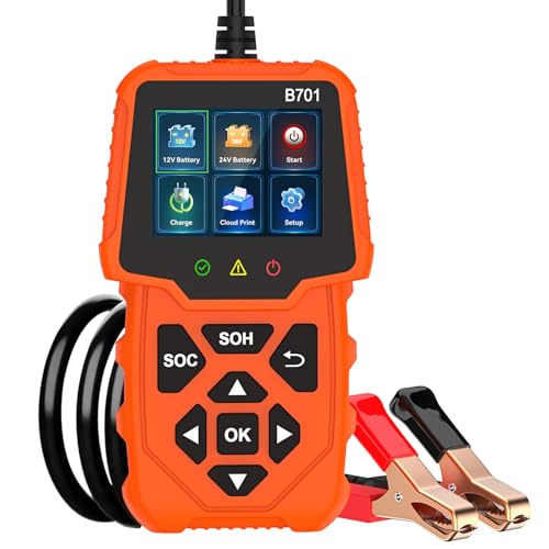 Car Battery Load Tester 12V 24V Automotive Alternator Meter with Cloud Printing 100-2000 CCA Auto Charging & Cranking Capacity Analyzer Diagnostic Tool for Truck, RV, ATV, SUV, Motorcycle, Boat, Yacht - color: Orange