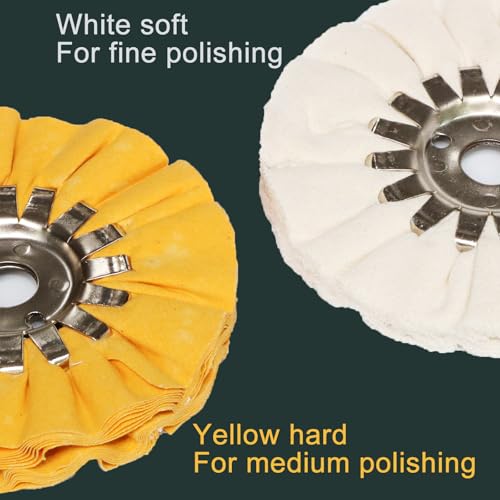 5" Airway Buffing Wheel, 6Pcs Aluminum Wheel Polishing Kit in Diameter 5/8 inch Arbor Hole, Polishing Compound and Aluminum Metal Polishing Wheel Kit for Angle Grinder Mirror Finish