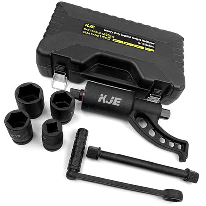 KJE Heavy Duty Torque Multiplier Wrench Set, w/ 1-5/16~1-5/8Inch Cr-v Socket (4800 N/M, 3,540 ft/lb), 1:64 Saving Lug Nut Remover Torque Wrench for Semi Truck & RVs