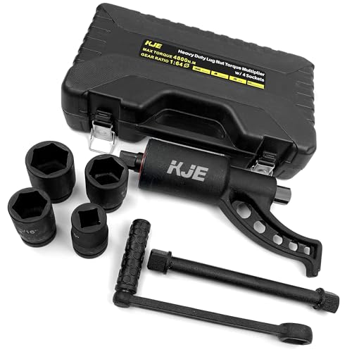 KJE Heavy Duty Torque Multiplier Wrench Set, w/ 1-5/16~1-5/8Inch Cr-v Socket (4800 N/M, 3,540 ft/lb), 1:64 Saving Lug Nut Remover Torque Wrench for Semi Truck & RVs