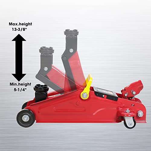 Big RED Hydraulic Trolley Service Lift Jack/Portable Floor Jack with Special Slow Release and Blow Mold Carrying Storage Case : 2 Ton (4,000 lb) Capacity, Red,T82012GS - size: 2 Ton (4,000 lb) slow release with case, style: Steel