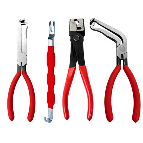 Electrical Disconnect Pliers 4pack Fuel Line Clip Removal Tool | Automotive Tools Connector Clamps, Ignition Coil Safety Wire Plier, for Cars Trucks Clamp Repair - color: Red