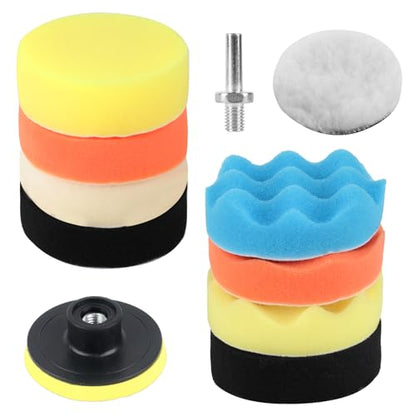 10 Pack 3 Inch Car Polishing Pads for Drill Foam Wax Buffer Kit M10 | Fleece Pad Buffer Polisher Attachment Drill Polishing Kit