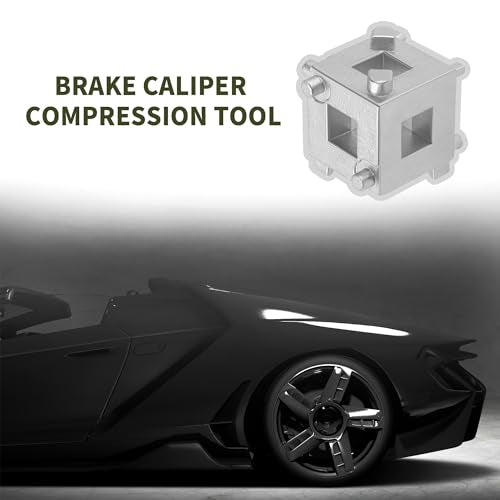 Junecarp Cube Brake Caliper Compression Tool,Steel Brake Caliper Tool Car Rear Disc Brake Piston Tool,Specialized Car Accessories Brake Piston Tool Adaptor Fits 3/8" Square Driver