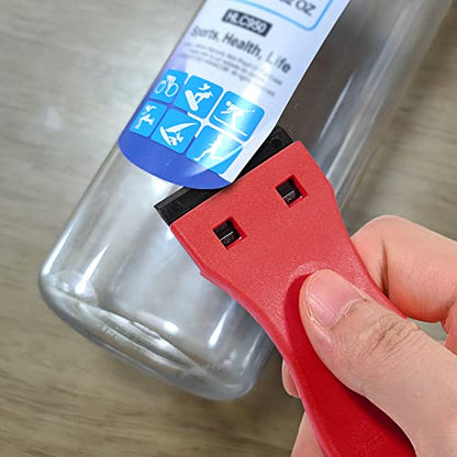EHDIS 1.5" Plastic Razor Scraper Tool with 10pcs Double Edged Blades for Adhesive Remover,Removing Labels Stickers Decals Taping on Glass Windows (Red) - color: Red