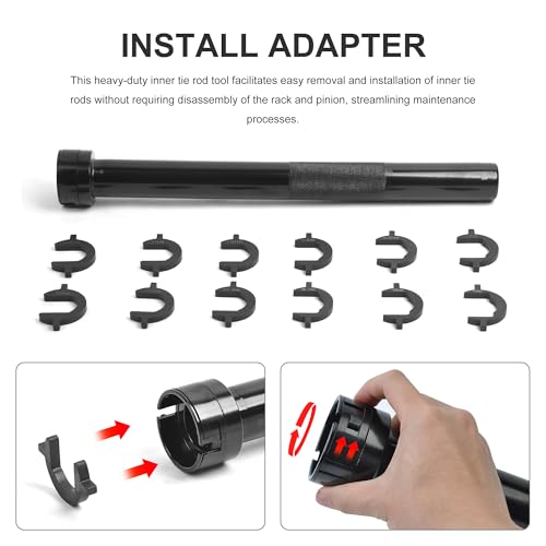 Inner Tie Rod Removal Tool Kit for Tie Rod Removal and Installation with 12 Crowfoot Adapters 1/2 Inch Drive Tube
