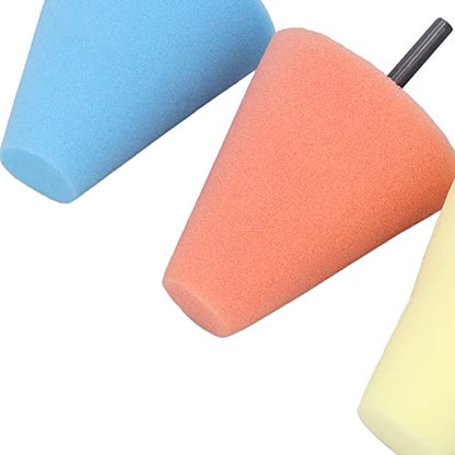 Polishing Cone, 9pcs Car Wheel Hub Drill Buffing Sponge Pads Kit with 3mm and 6mm Shank for Automotive Car Wheel Hub Care