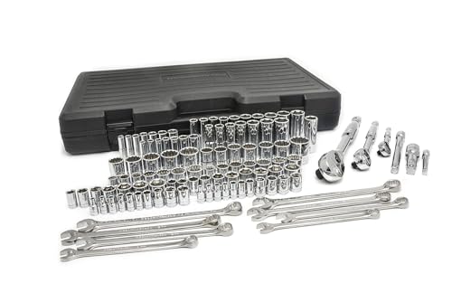 GEARWRENCH 110 Pc. 1/4", 3/8" & 1/2" Drive 6 & 12 Pt. Mechanics Tool Set, Standard & Deep, SAE/Metric - 89058