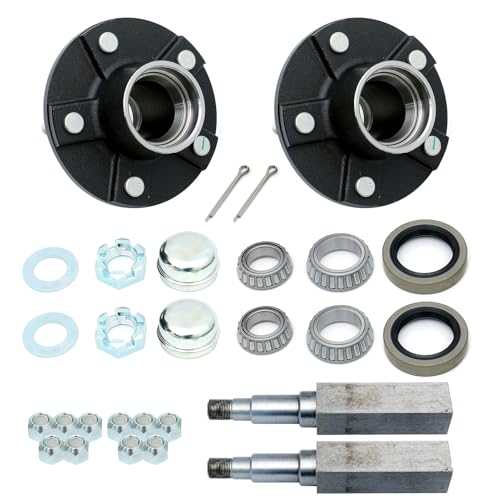 Trailer Hub Kits,5-Bolt 5" Circle Trailer Hub Assembly with 1-3/8" to 1-1/16" Tapered Spindle and Bearings,2PCS - size: UCUT GL4856E*2