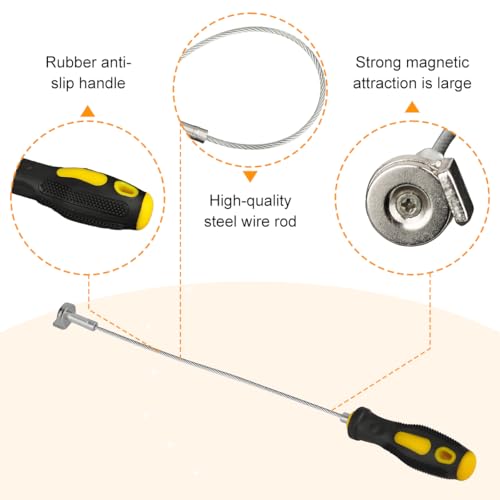 Strong Magnetic Car Oil Drain Plug Remover Tool, 14 Inch Vehicle Oil Change Wrench, Anti Scald Automotive Sump Plug Removal Tool Accessories, Universal for Sedan Truck RV