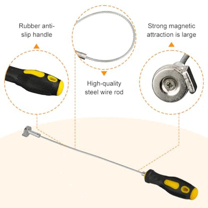 Strong Magnetic Car Oil Drain Plug Remover Tool, 14 Inch Vehicle Oil Change Wrench, Anti Scald Automotive Sump Plug Removal Tool Accessories, Universal for Sedan Truck RV