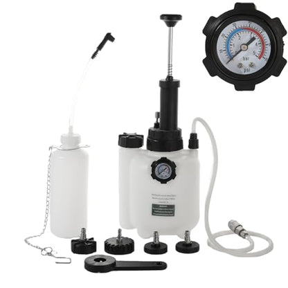 3L Manual Brake Bleeder Kit with Vacuum Pump - 1L Waste Bottle, 4 Upgraded Master Cylinder Adapters & 2 Brake Hoses, One-Person Operation Brake Fluid Bleeding Tool for Most Vehicles