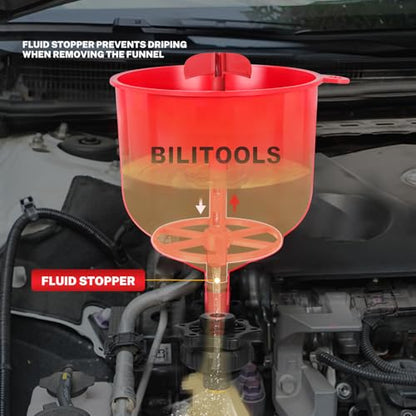 BILITOOLS Coolant Funnel Kit, Automotive Radiator Coolant Filling Tool | No-Spill Universal Radiator Cooling System Bleeding Burping Tool Kit with Vent Tube