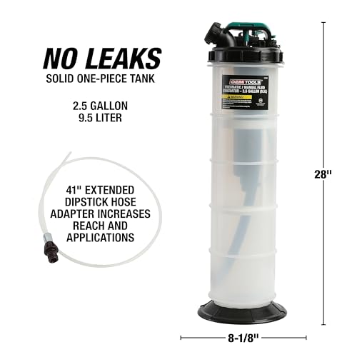 OEMTOOLS Pneumatic/Manual Fluid Extractor, 9.5L Oil Extractor Pump, 5' Hose - size: 9.5 Liter