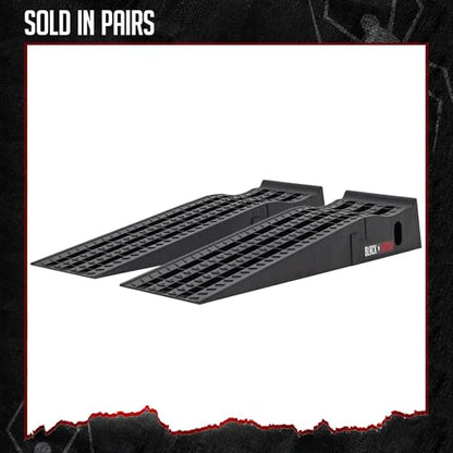 Car Service Ramps for Oil Change, 7,500 lb GAWR, 6.5" Lift, Underbody Access, Black Widow, Pair