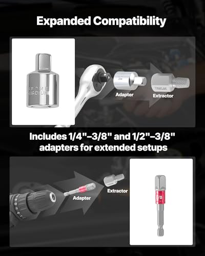 VEVOR 27Pcs Screw Extractor Set Hex Head Multi-Spline Easy Out Bolt Extractor Tool, CR-MO Steel Heavy Duty EZ Out Rounded Screw Remover, Adapters - size: 27 PCS