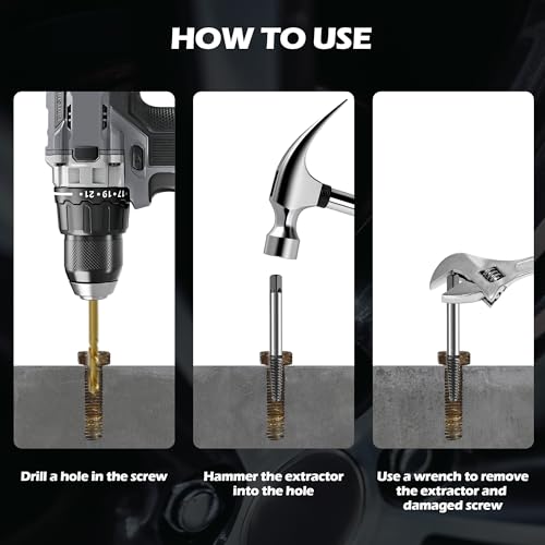5-Piece Spiral Screw Extractor Set, Left Hand Drill Bit Tool for Removing Broken Studs, Bolts & Screws, Easy Out Damaged Fastener Removal Kit - size: 5PCS