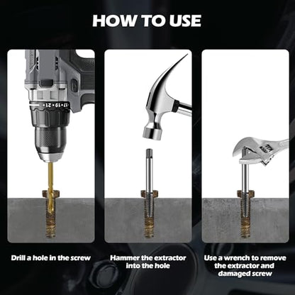 5-Piece Spiral Screw Extractor Set, Left Hand Drill Bit Tool for Removing Broken Studs, Bolts & Screws, Easy Out Damaged Fastener Removal Kit - size: 5PCS